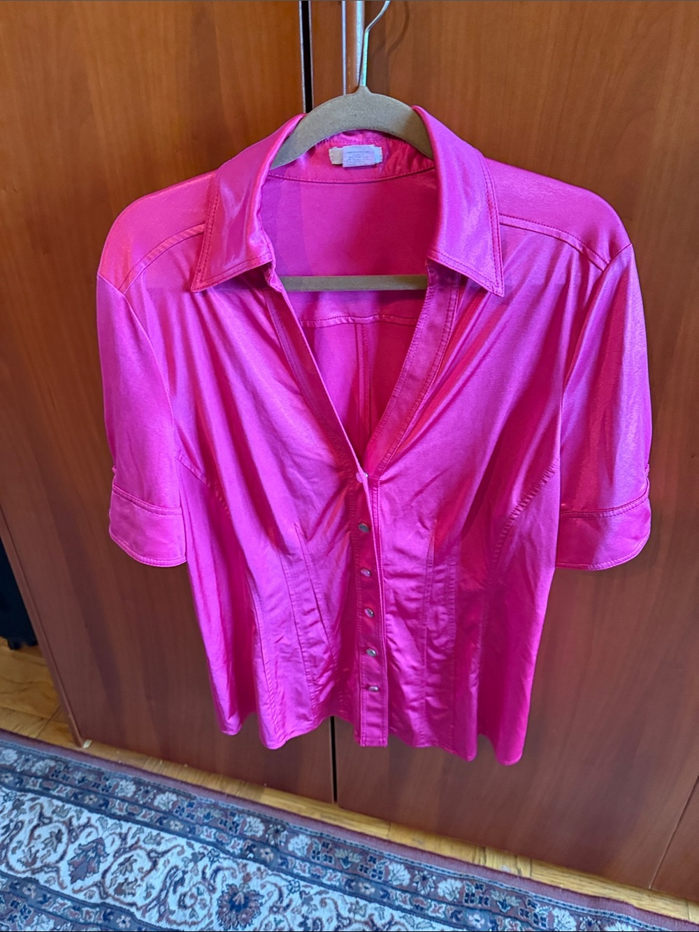 Women’s Bright Pink Button-Front Shirt - Unbranded